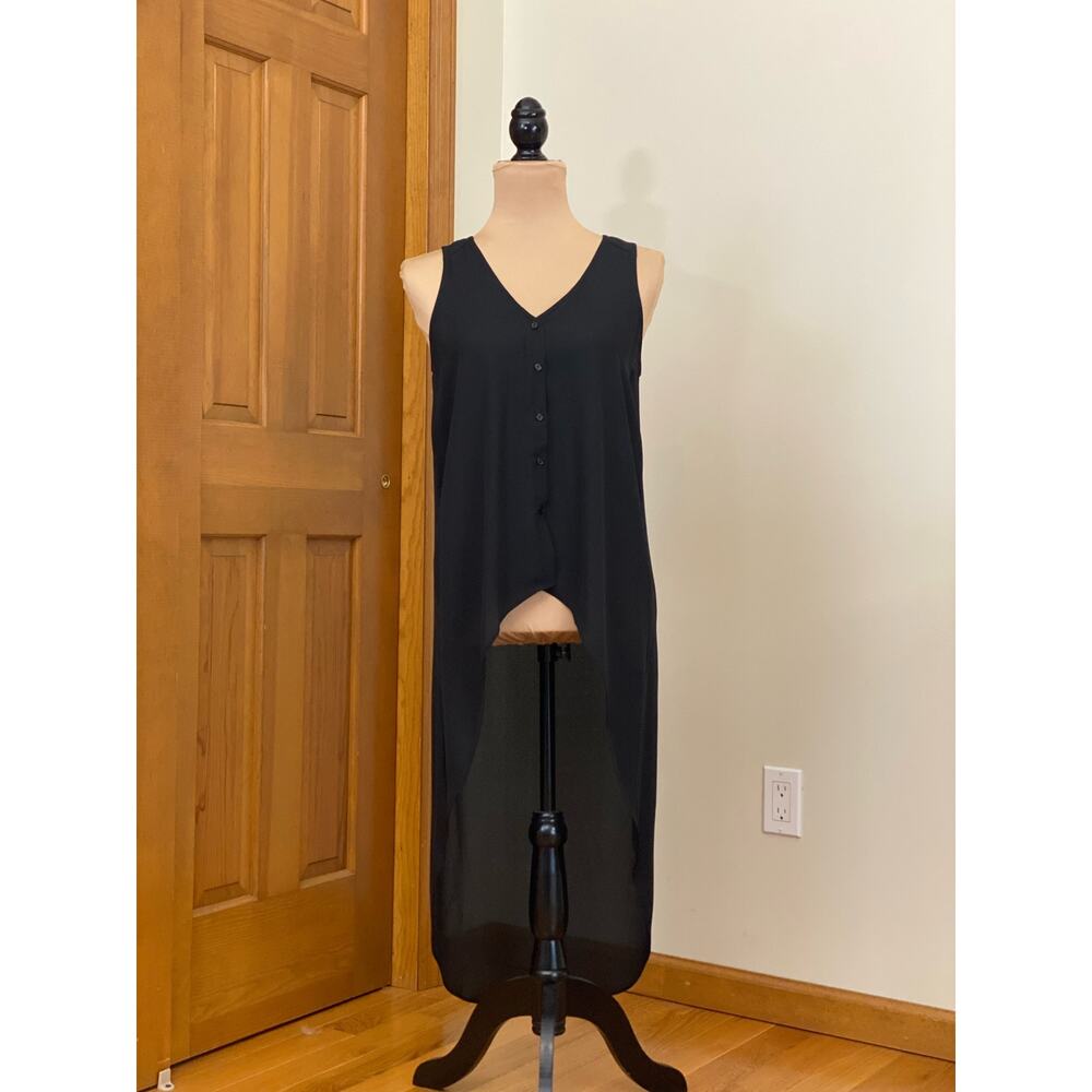 Necessary Objects High Low Button-Up Black Tunic … - image 2